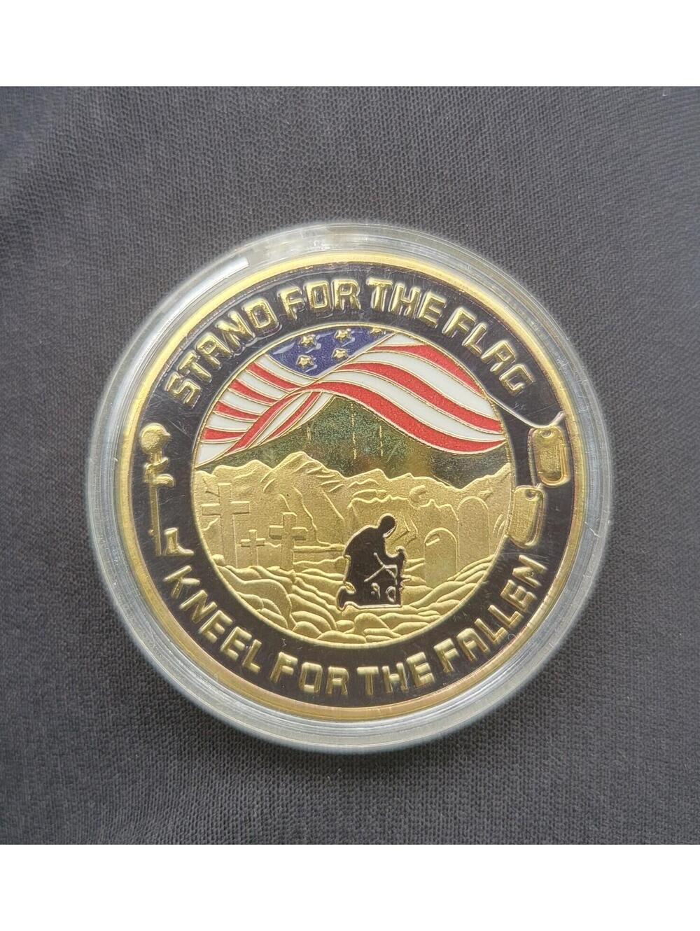 Military Veterans Challenge Coin Gift- Stand for The Flag, Kneel for The Fallen